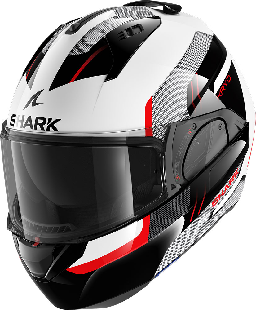 Модел Evo ES е част от Discovery серията на Shark, която е създадена да осигури комфорт и сигурност при карания с дълга продължителност.

[b]Модел Evo-ES е резултат от опита и професионализма на Shark в дизайна на модуларни каски. 

Потребителите, които изберат Evo-ES като каска за ежедневна употреба, ще получат от нея оптимална защита и комфорт независимо дали в позиция джет или затворена.[/b]

[b]Структура и сигурност:[/b]

- външна обвивка - термопластика;

- външна обвивка в 2 размера;

- система на закопчаване Micro lock;

- вътрешна част на обвивка с различна плътност;

[b]Визьор:[/b]

- VZ 150 модел, обработен против надраскване и изпотяване - anti-scratch, anti-fog - визьор;

- патентована “Auto-up / Auto-down” система позволява автоматично повдигане и сваляне на визьора при повдигане и сваляне на брадичката;

- UV380 тъмен визьор устойчив на надраскване;

- система за бързо сваляне на визьора'

[b]Вътрешна част:[/b]

- "BIRD EYES" материал за подплатата в черен цвят;

- лесна за сваляне и подходяща за машинно пране  (30°C max);

- "EasyFit" система: оптимален комфорт за състезатели, които носят диоптрични очила;

- магнитен и прибиращ се протектор, който служи и за шумоизолация;

- отвор за  Sharktooth® intercom;

[b]Аеродинамика и вентилация:[/b]

- пет на брой въздуховода - три, които да вкарват въздух и два,през които да бъде отвеждан;

- оптимизирана аеродинамика;