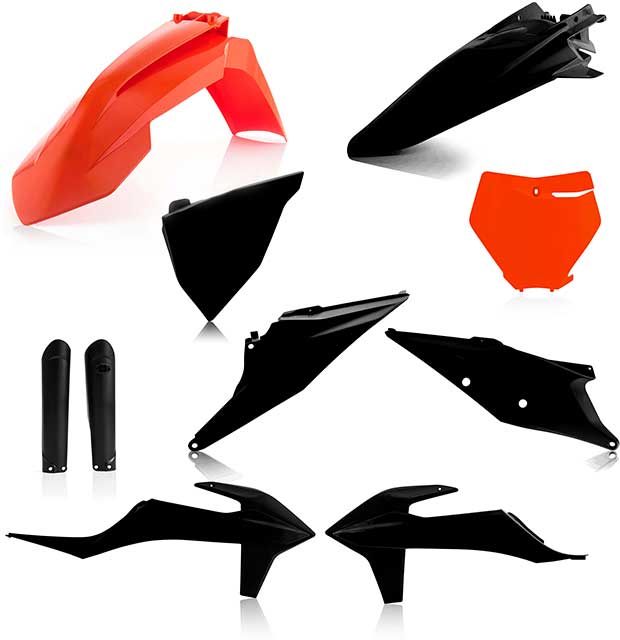 Пълен кит пластмаси KTM SX125/250 19-22, SX-F250/350/450 19-22 черен/оранжев