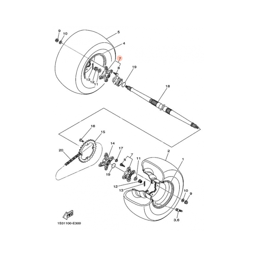 Yamaha OEM главина Yamaha Raptor 700 07/14-25, YFZ450 07-13 - изглед 3