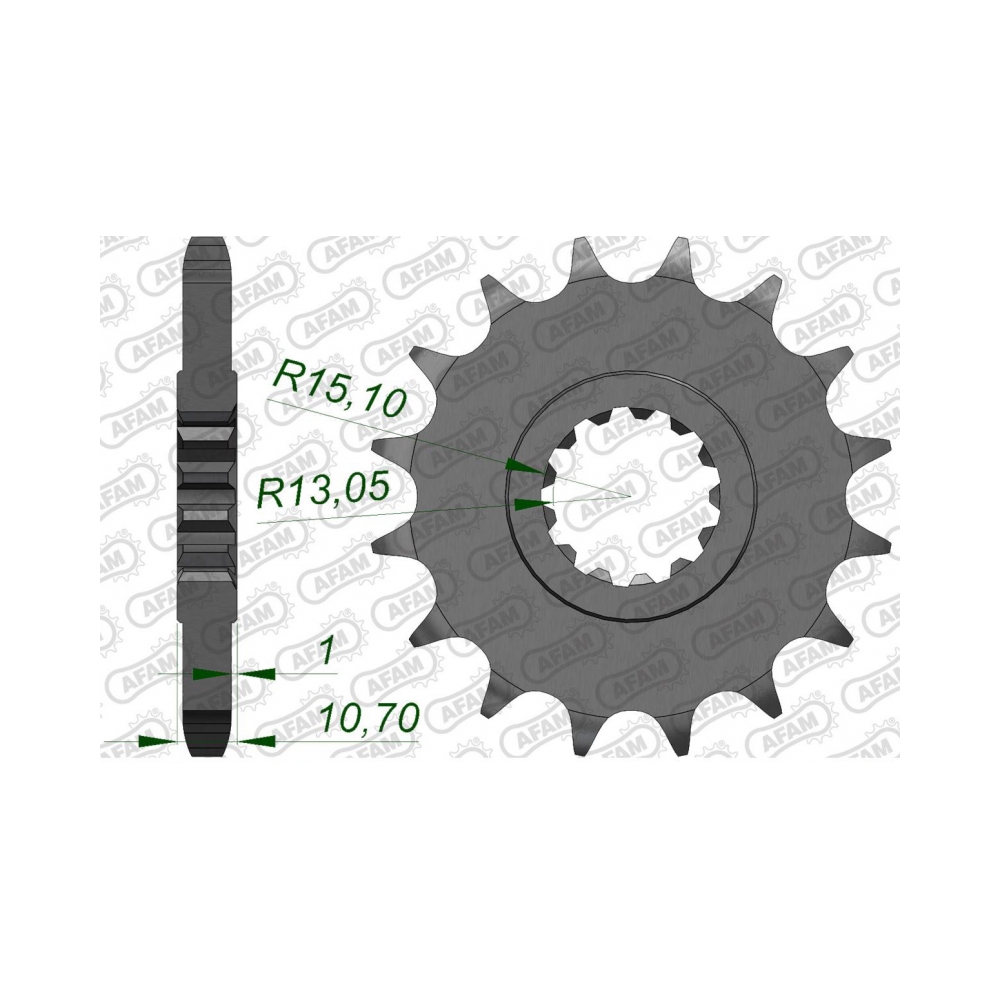 AFAM Преден зъбак 16 Зъба/ 530 Yamaha XJR1300 98-17, YZF-R1 98-14, FZ1000N/S Fazer 06-15, MT-01 05-12 - изглед 1