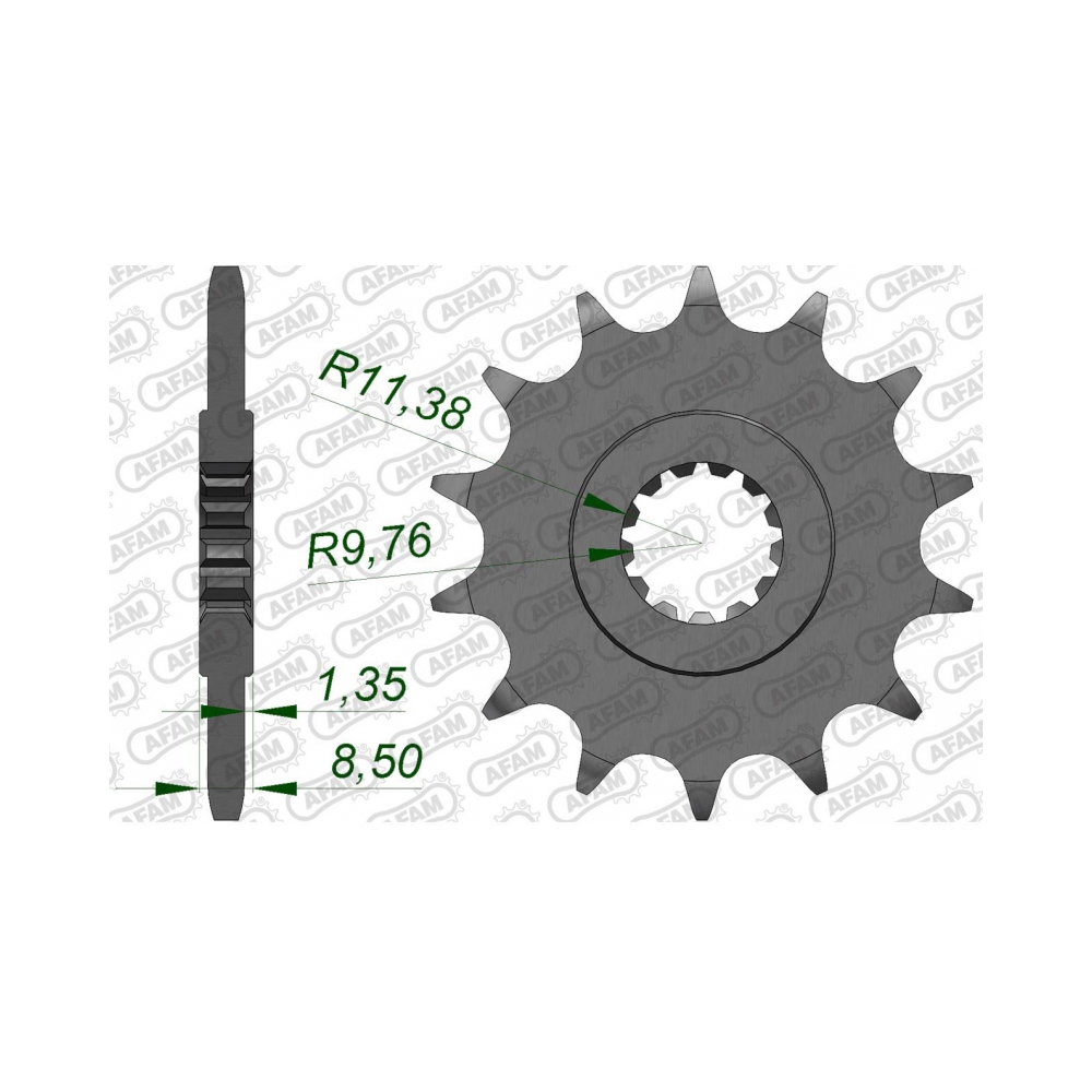 AFAM Преден зъбак 14 Зъба/ 520 Suzuki DL250A V-strom 17-20, GSX250R 17-20, GW250 Inazuma 13-15 - изглед 1