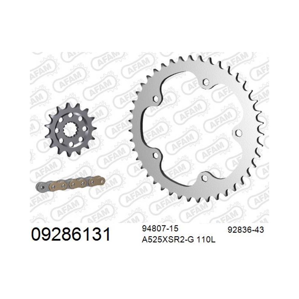 AFAM Кит верига и зъбаци MV Agusta 910 Brutale 05-08 15/43/525XHR3-B 110L - изглед 1