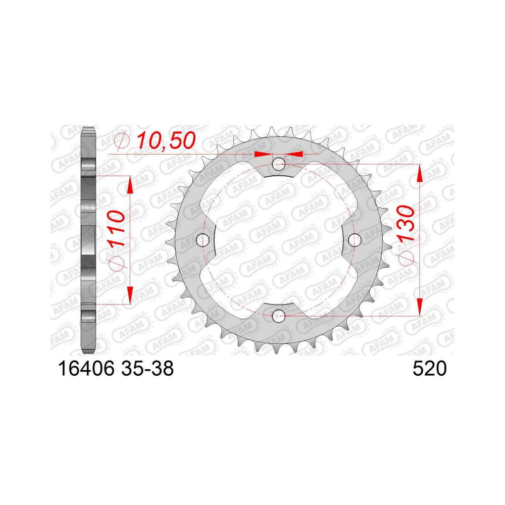 AFAM Кит верига и зъбаци Kawasaki ATV KFX450R 07-14 14/38/520XRR2-G 94L - изглед 3