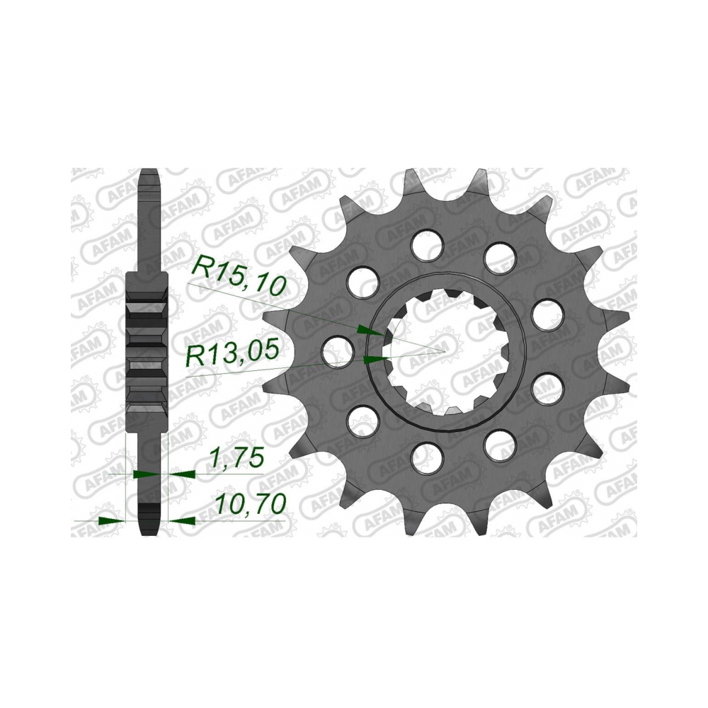 AFAM Преден зъбак 16 Зъба/ 520 Yamaha FZ8N/S Fazer 10-16, MT07/09/10, YZF R1 15-22, YZF R7 2022 - изглед 1