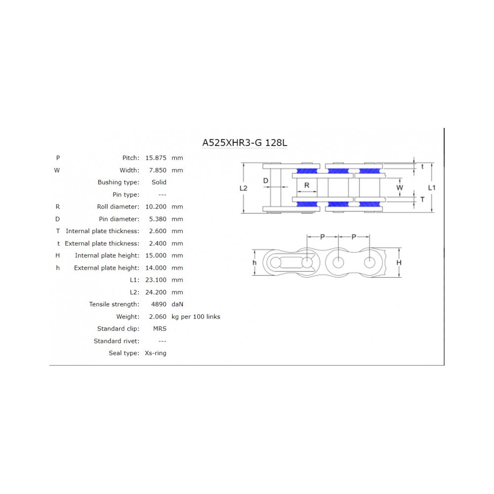 AFAM Мотоциклетна верига XHR3-G Gold MRS 525/128L - изглед 2