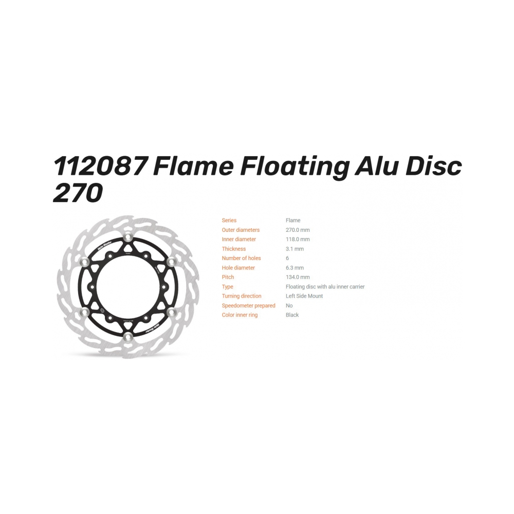 Moto-Master Спирачен диск Flame преден 270mm Suzuki RM125-250 96-2010; Yamaha YZ125-250 98-07/22-, YZF250-450 01-06/21- - изглед 2