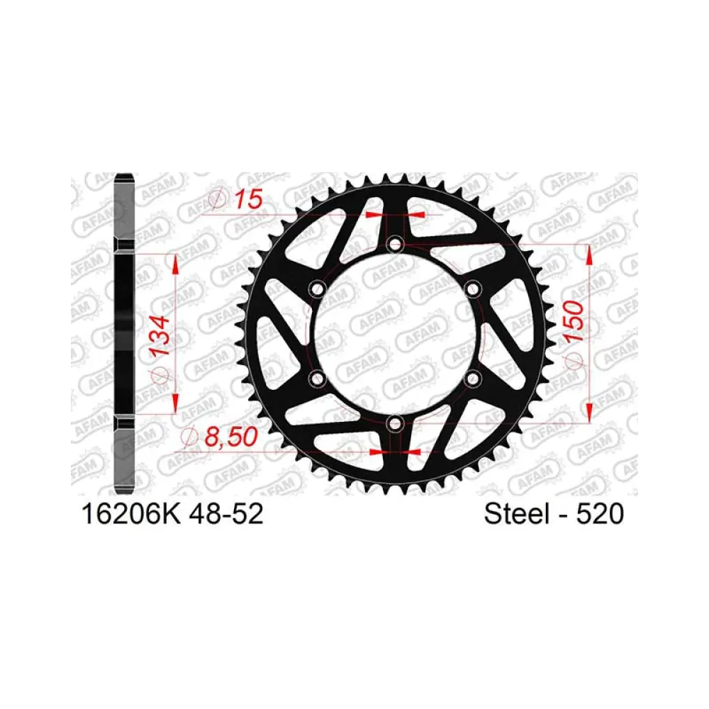 Заден стоманен зъбак K-Sprocket 520 KX/KX-F/KDX/KLX - AFAM