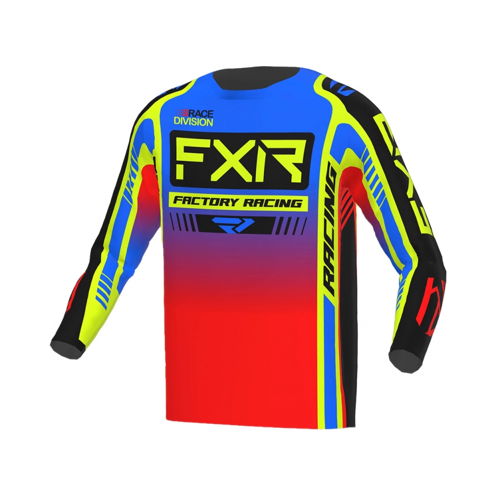 FXR Детска тениска Clutch Pro Yth MX23 Blue Hi Vis Red - изглед 1