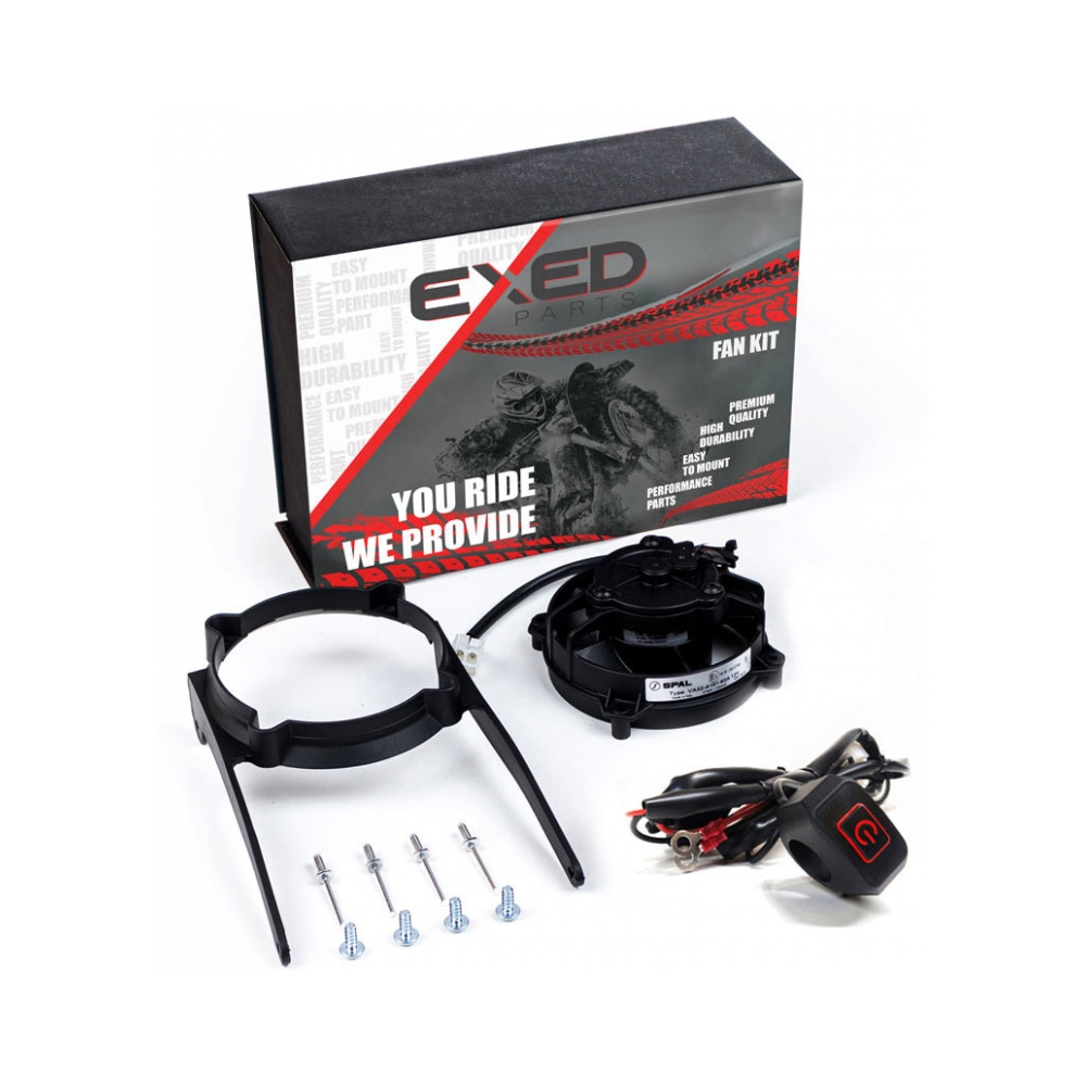 Exed Parts Перка за охлаждане SPAL комплект с Led ON/OFF бутон за KTM EXC 04-16, EXC-F 08-16; Husqvarna TE/FE 14-16 - изглед 1