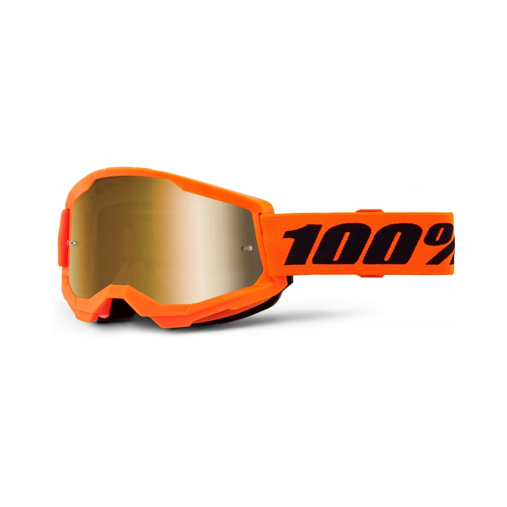 100% Очила Strata2 Neon Orange - Mirror True Gold 24 - изглед 1