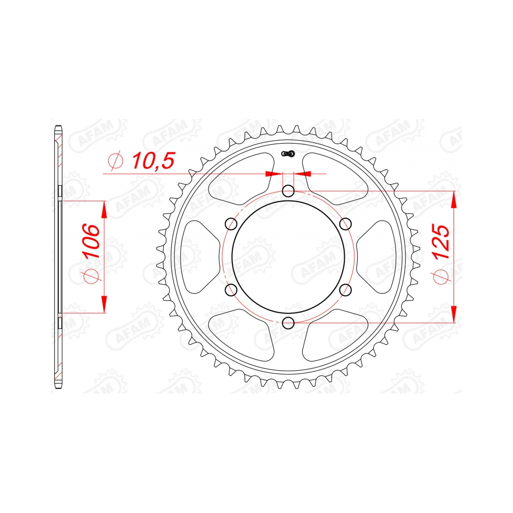 AFAM Заден Стоманен Зъбак 46 Зъба/ 525 Triumph Daytona 675 06-16, Street Triple 675 09-16, Street Triple 765 17-24, Tiger 800XC 11-20 - изглед 1