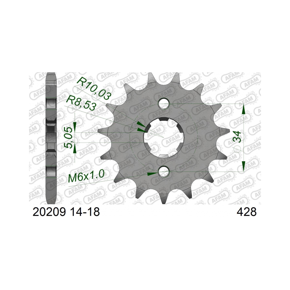 AFAM Кит верига и зъбаци Honda CBR150 06-12 15/42/A428R1-G 124L - изглед 2