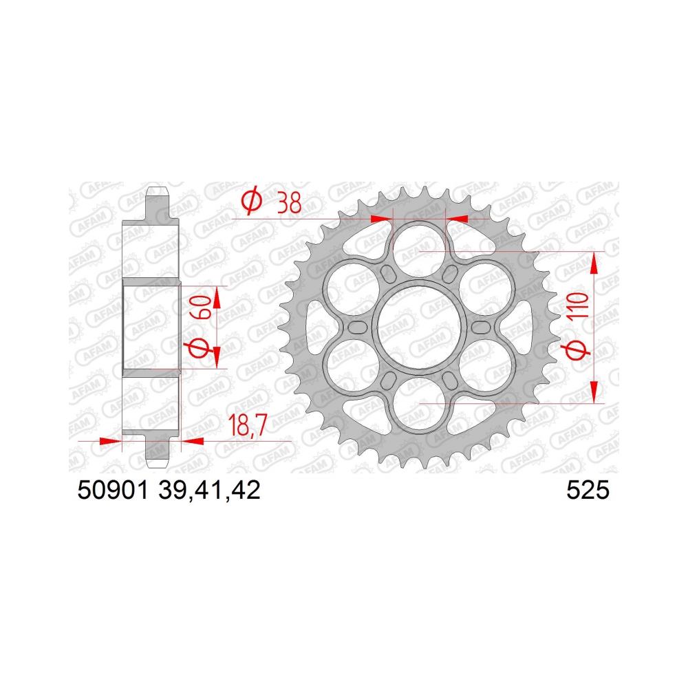 AFAM Кит верига и зъбаци Ducati 1199 Panigale 12-14 15/39/525XHR3-G 104L - изглед 2