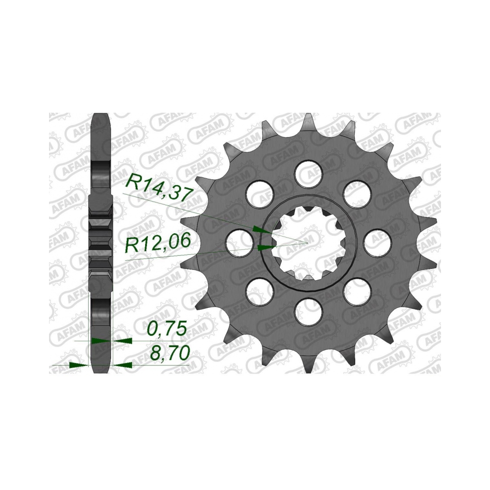 AFAM Преден зъбак 18 Зъба/ 525 Kawasaki H21000SX 18-20, Ninja H21000SX 22-24, Ninja H21000 15-20 - изглед 1