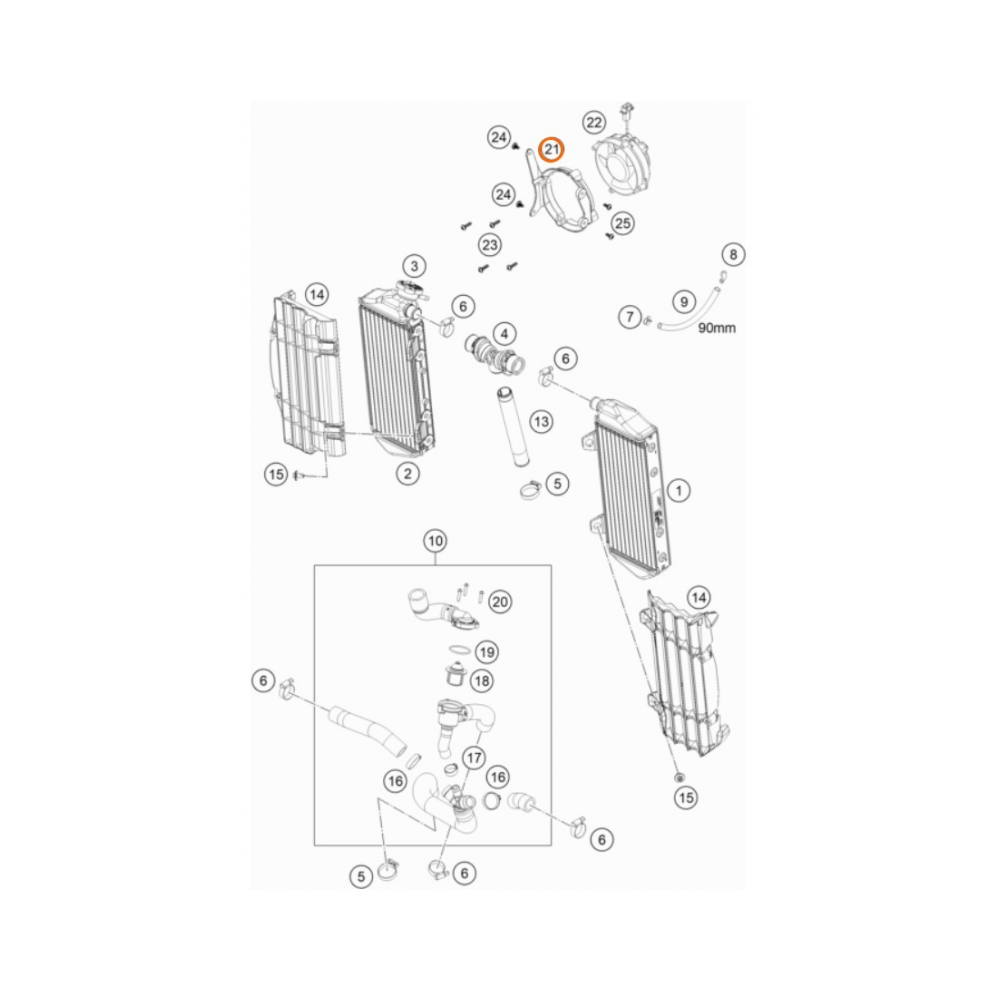 KTM Стойка за перка OEM KTM EXC-F250-350 17-23, EXC-F450-500 17-19; Husqvarna FE250-350 17-23, FE450-501 17-19 - изглед 2