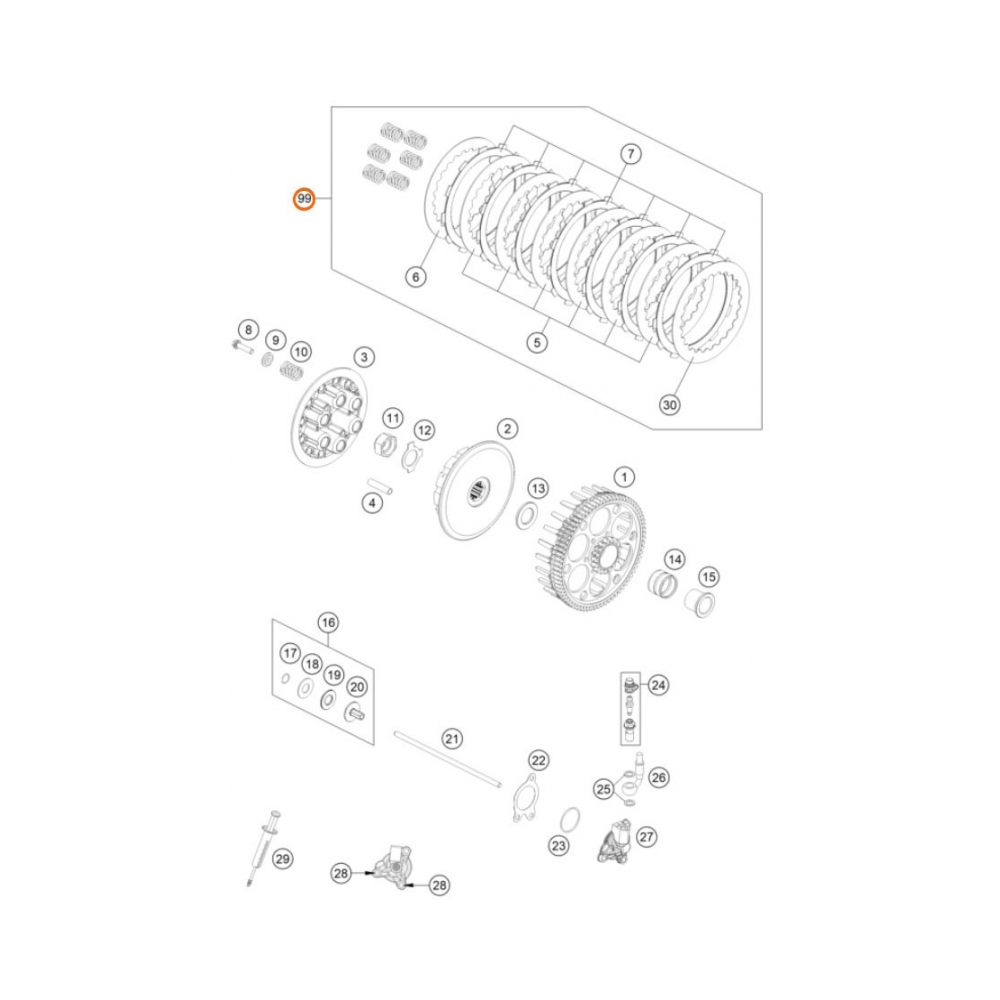KTM Комплект съединител OEM KTM SX-F250 16-18; Husqvarna FC250 16-18 - изглед 2