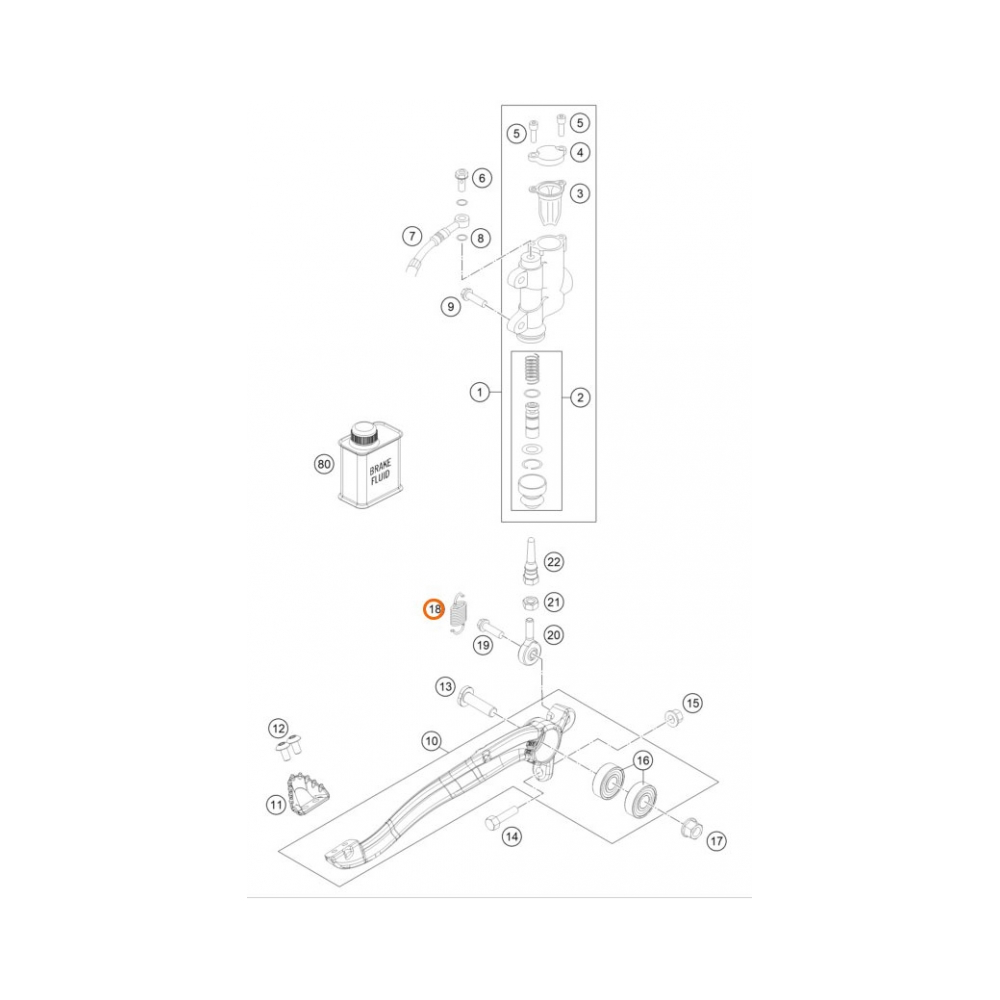 KTM Пружина за задна спирачка OEM KTM EXC/EXC-F 17-23, SX/SX-F 16-22; Husqvarna FC/TC 16-22, TE/FE 17-23 - изглед 2