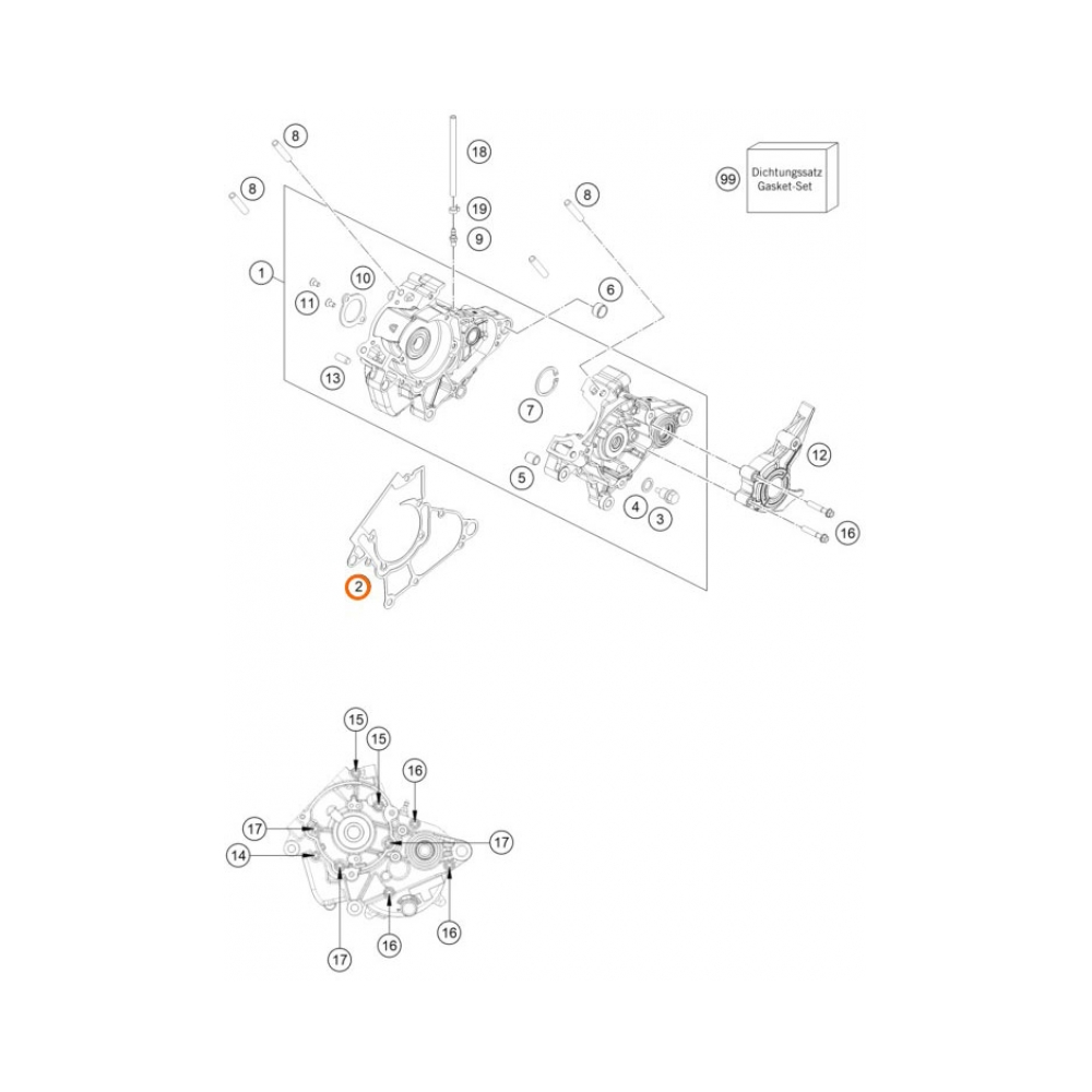KTM Гарнитура двигател централна OEM KTM SX50 09-25; Husqvarna TC50 17-25; Gas Gas MC50 21-25 - изглед 2