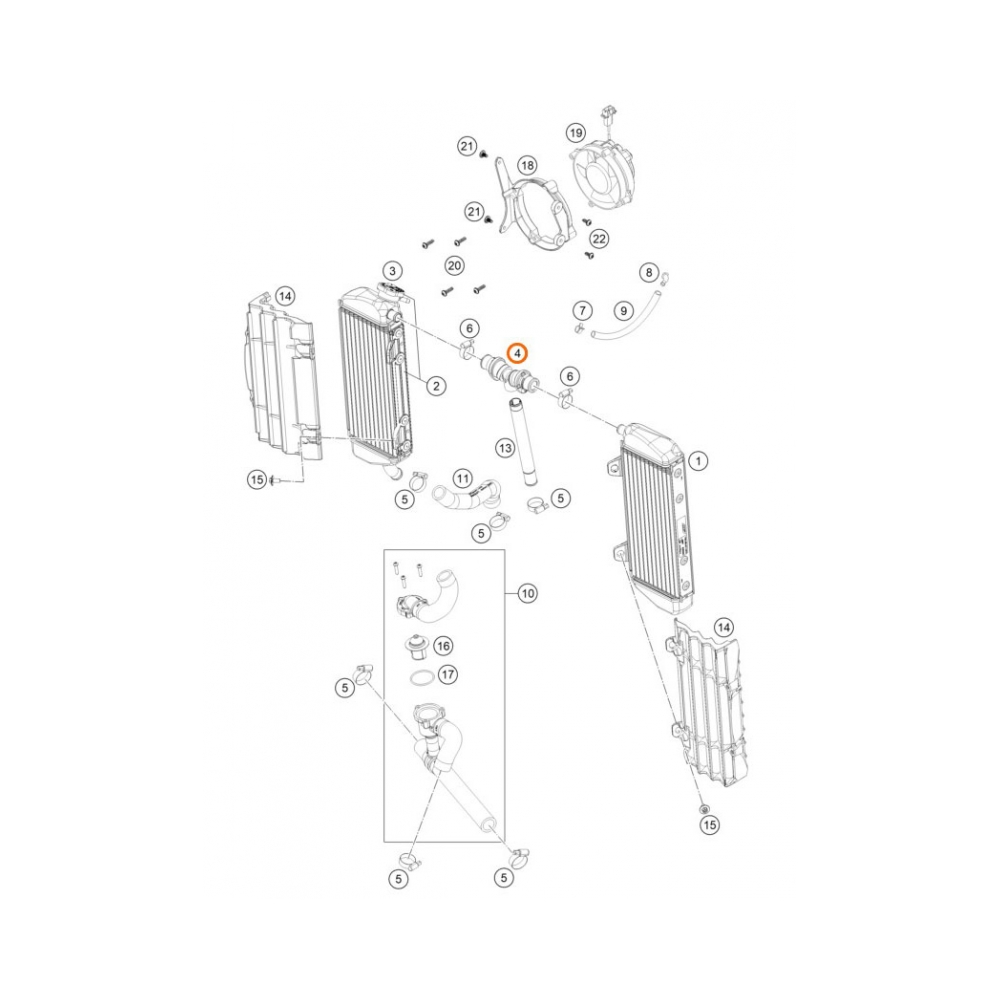 KTM Y-свръзка за радиатори OEM KTM EXC/EXC-F250-500 17-19, SX/SX-F125-450 16-18; Husqvarna FC/TC 16-18, FE/TE 17-19 - изглед 3