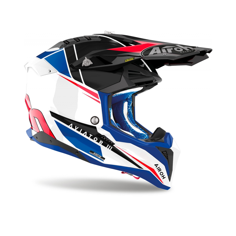 Airoh Каска Aviator 3 Push Blue Red Gloss - изглед 2
