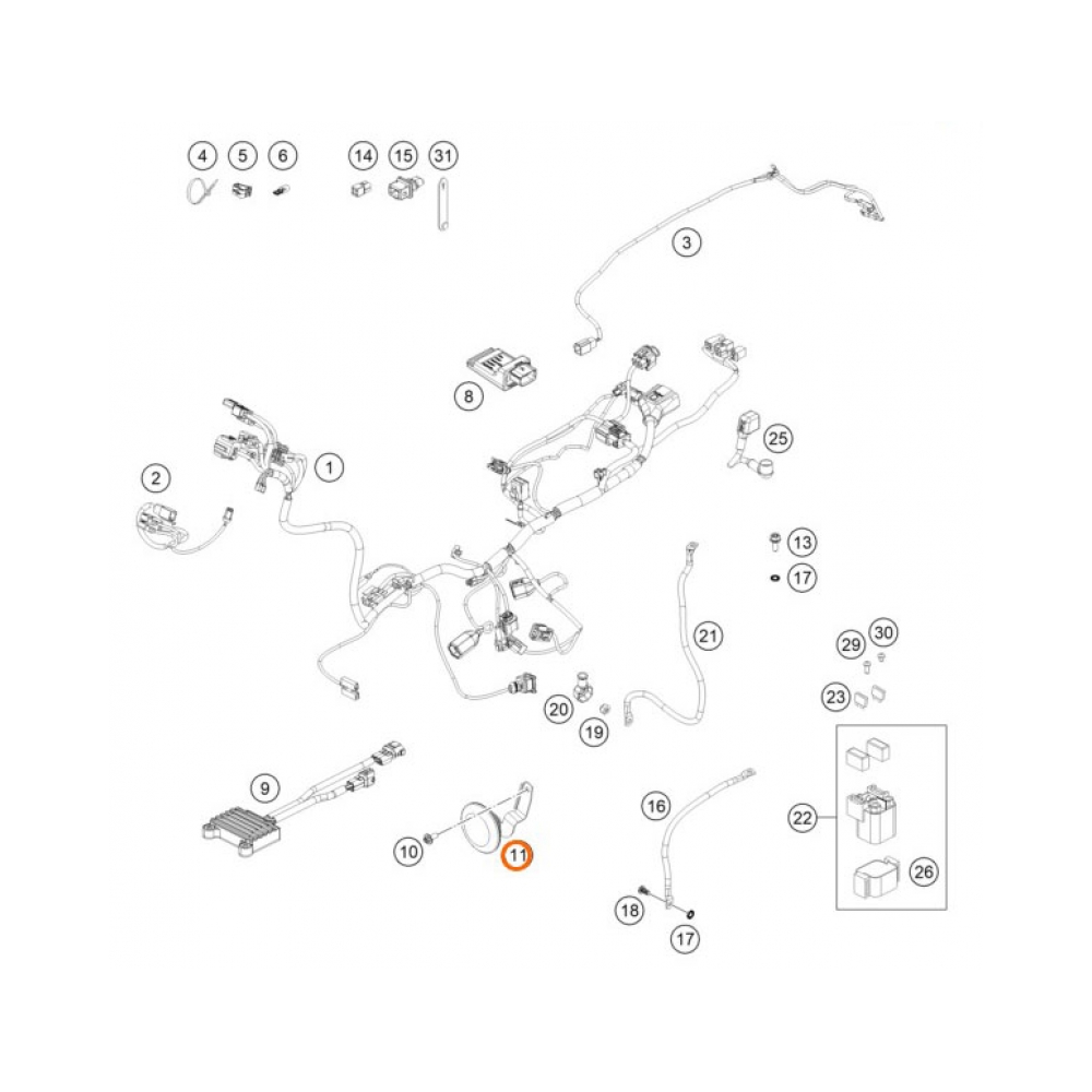 KTM Клаксон OEM KTM EXC/EXC-F 20-26; Husqvarna FE/TE 20-26; Gas Gas EC 21-26 - изглед 2 - BobiMX.com KTM Клаксон OEM KTM EXC/EXC-F 20-26; Husqvarna FE/TE 20-26; Gas Gas EC 21-26 - изглед 2