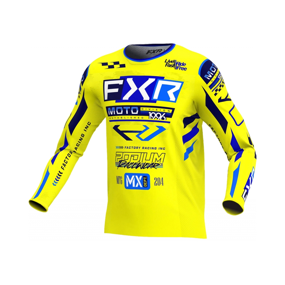 FXR Тениска Podium Gladiator MX25 Yellow Navy Blue - изглед 1 - BobiMX.com FXR Тениска Podium Gladiator MX25 Yellow Navy Blue - изглед 1