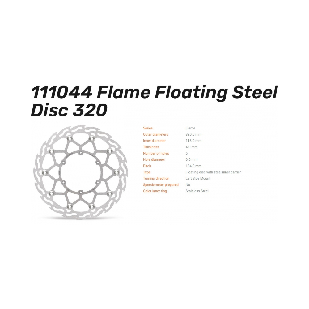 Moto-Master Спирачен диск Supermoto Street Flame 320mm преден Yamaha YZ250F 01-25, YZ450F 03-25; Suzuki RM125/250 89-08, DR-Z400S 00-17 - изглед 2