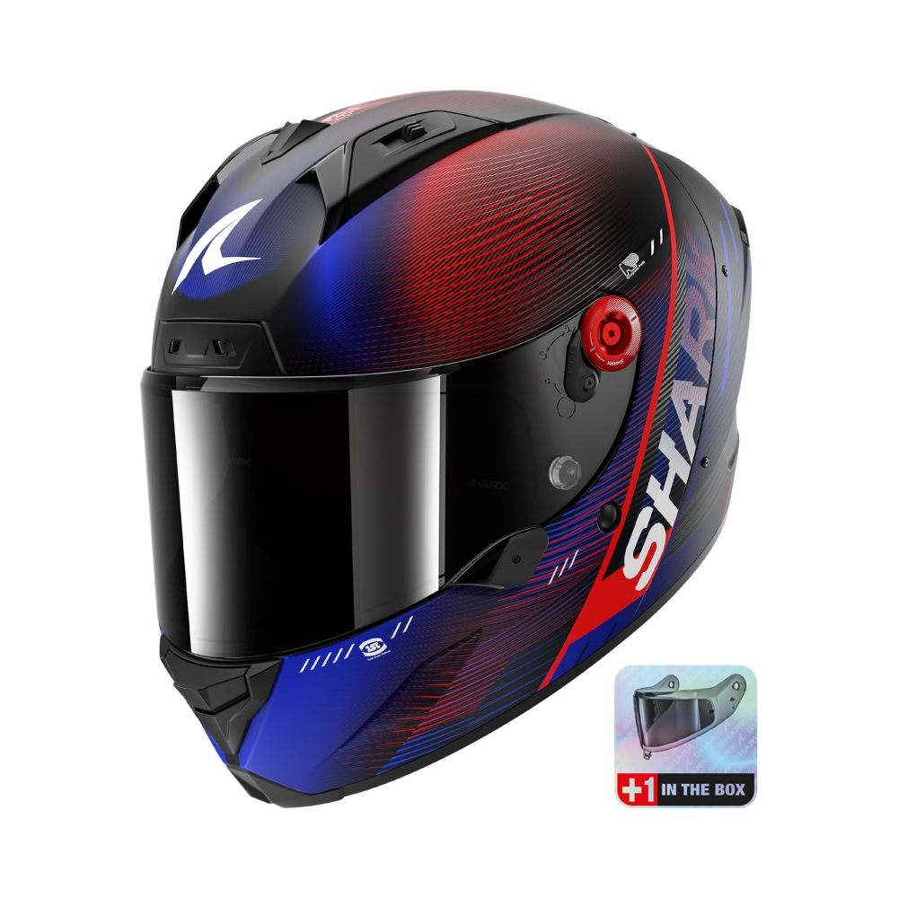 Shark Каска Aeron Speed-Tech Mat Carbon Blue Red - изглед 2