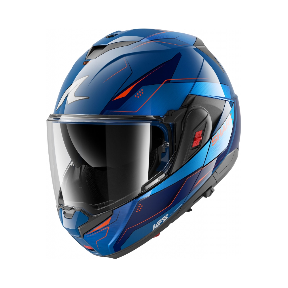 Shark Каска Oxo Mekarium Blue Chrom Orange - изглед 1 - BobiMX.com Shark Каска Oxo Mekarium Blue Chrom Orange - изглед 1