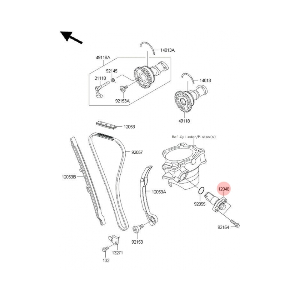 Kawasaki Обтегач ангренажна верига OEM Kawasaki KX250F 09-24 - изглед 3