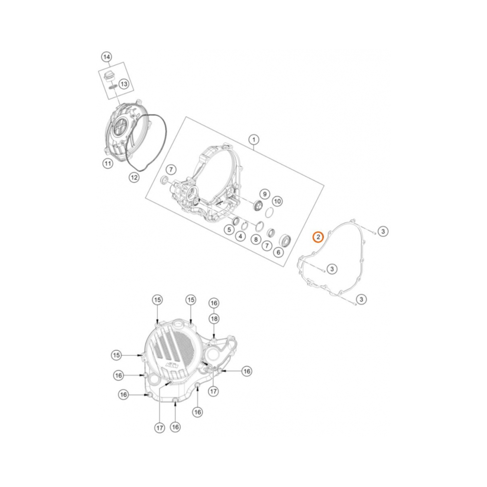KTM Гaрнитура капак съединител KTM OEM 250/350EXC-F 21-23, 250/350SX-F 16-22; Husqvarna FE250/300 20-23, FC250/350 16-22 - изглед 2