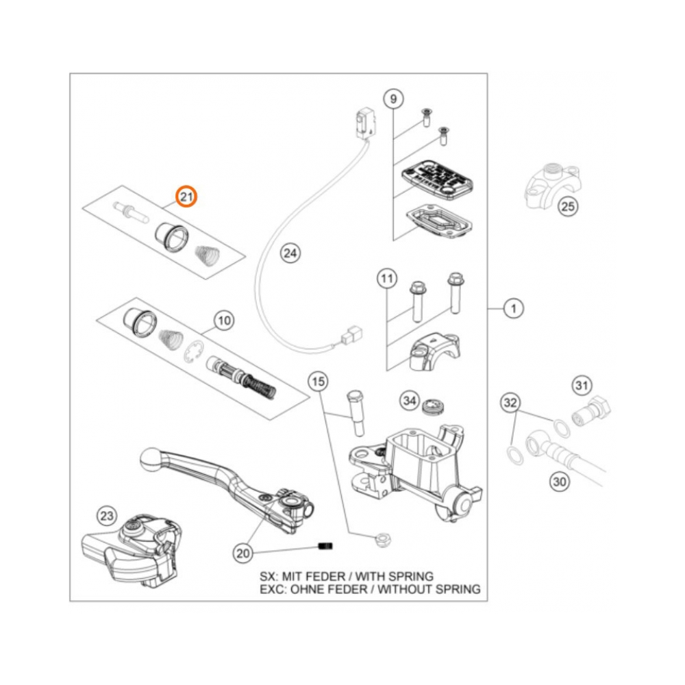 KTM Ремонтен комплект ръчка предна спирачка KTM OEM EXC/EXC-F 14-26 - изглед 2