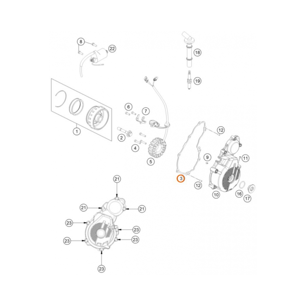 KTM Гарнитура капак запалване OEM KTM 250/350EXC-F 17-23, 250/350SX-F 16-22; Husqvarna FE250/350 17-23, FC250/350 16-22 - изглед 2