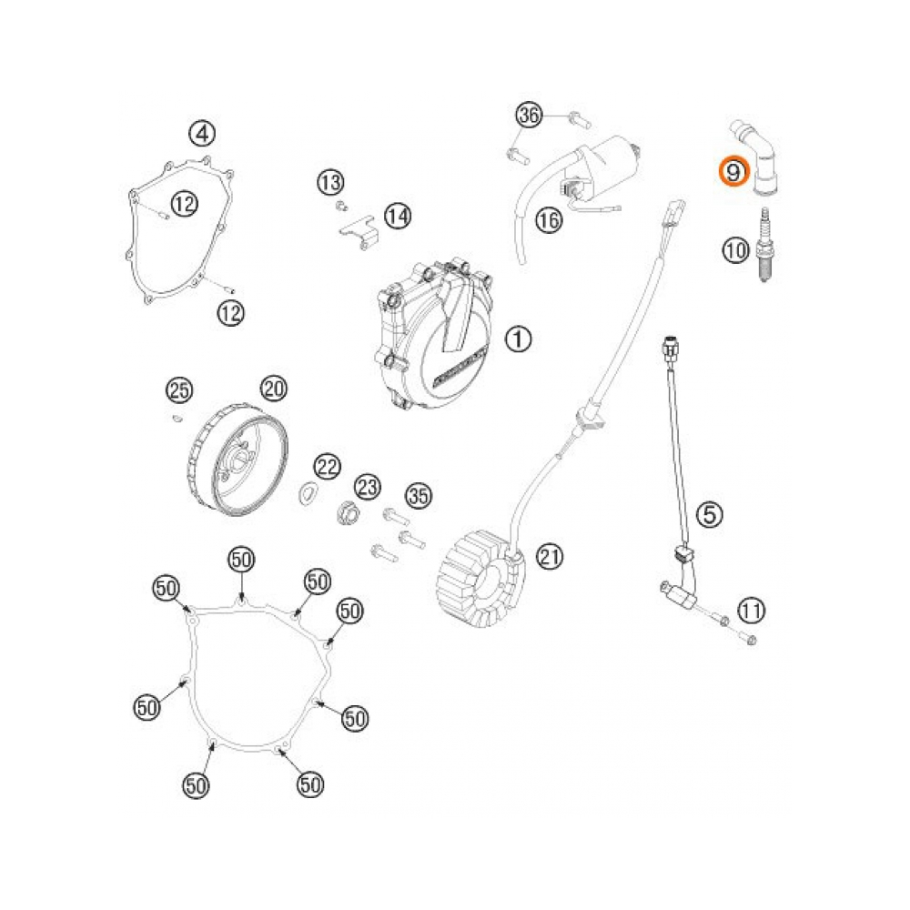 KTM Лула за запалителна свещ KTM OEM 450EXC 09-19, 500EXC 13-19, 405SX-F 13-18 - изглед 3