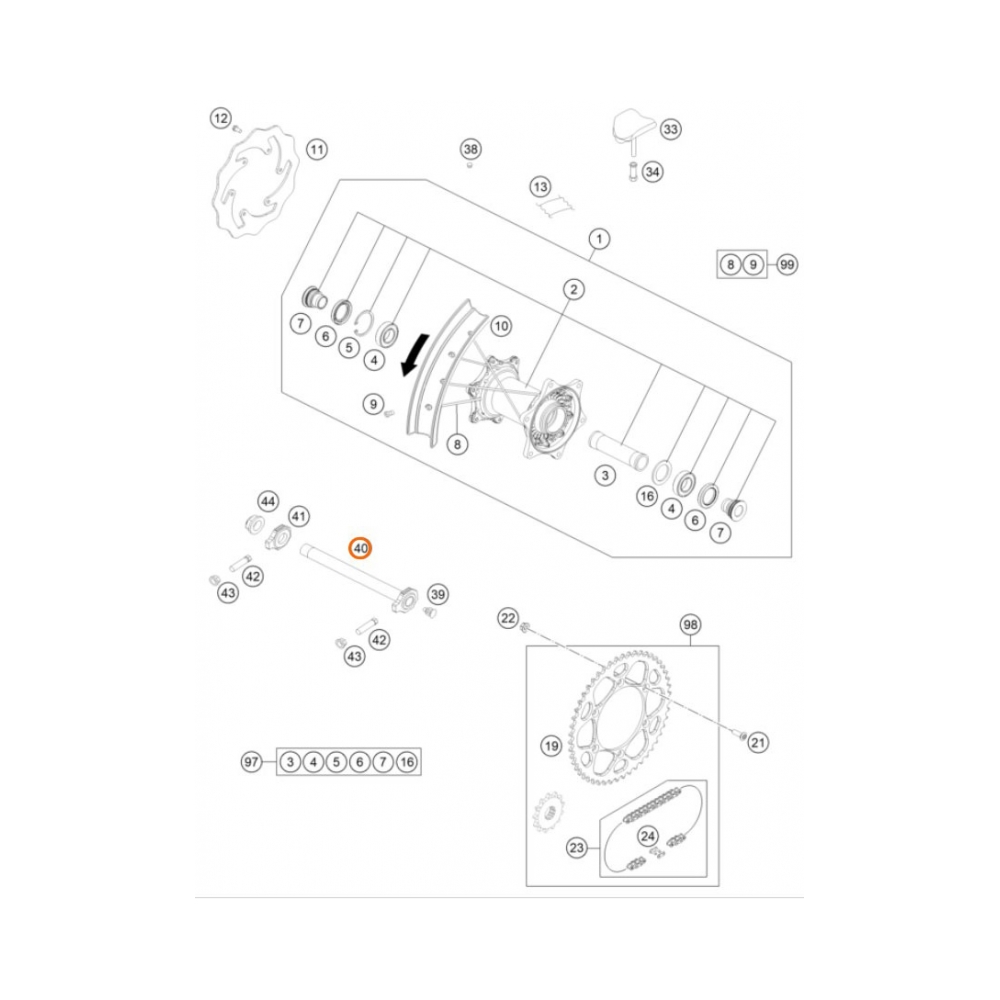 KTM Болт OEM KTM EXC/EXC-F 07-23, SX/SX-F 06-12 - изглед 3 - BobiMX.com KTM Болт OEM KTM EXC/EXC-F 07-23, SX/SX-F 06-12 - изглед 3