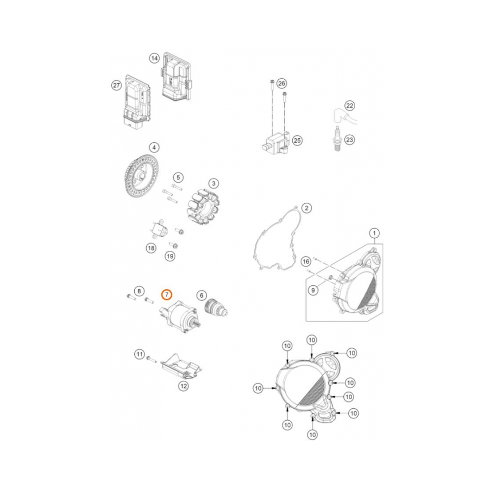 KTM Стартер OEM KTM 250/300SX 23-27, 250/300EXC 24-27; Husqvarna TC250/300 23-27, TE250/300 24-27 - изглед 2