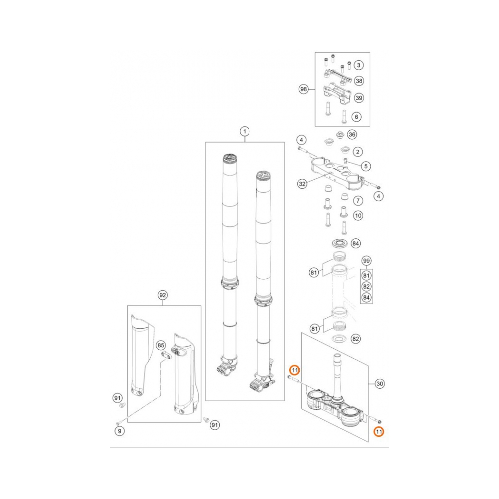 KTM Болт OEM KTM SX/SX-F 10-27, EXC/EXC-F 14-27; Husqvarna FE/TE/FC/TC 14-27 M8x50 TX40 - изглед 3
