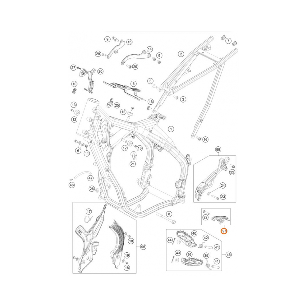 KTM Плъзгач верига OEM KTM SX/SX-F 16-22, EXC/EXC-F 17-23; Husqvarna FE/TE 17-23, - изглед 3