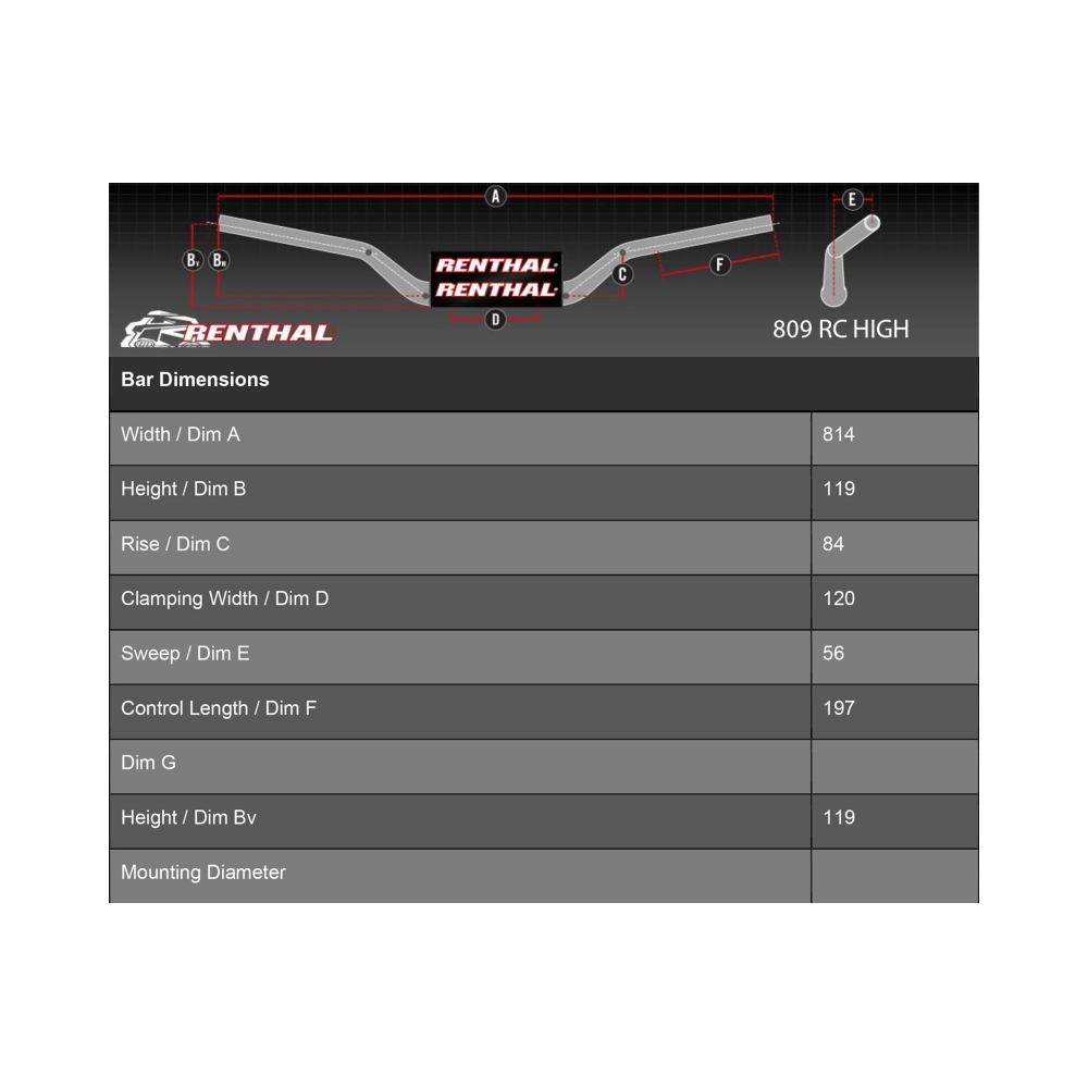 Renthal Кормило 7/8 RC High черен - изглед 2