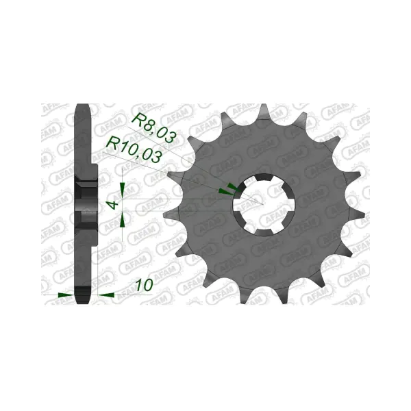 AFAM Преден зъбак 14 Зъба/ 428 Suzuki GN125 97-01, VL125 Intruder 99-08, GZ125 Marauder 98-11; Hyosung 125