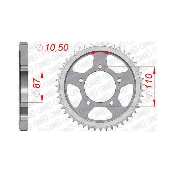 AFAM Заден Стоманен Зъбак 47 Зъба/ 530 Suzuki GSF600 Bandit 95-04, GSF650N/S 05-06, GSX600F/750F 89-06 