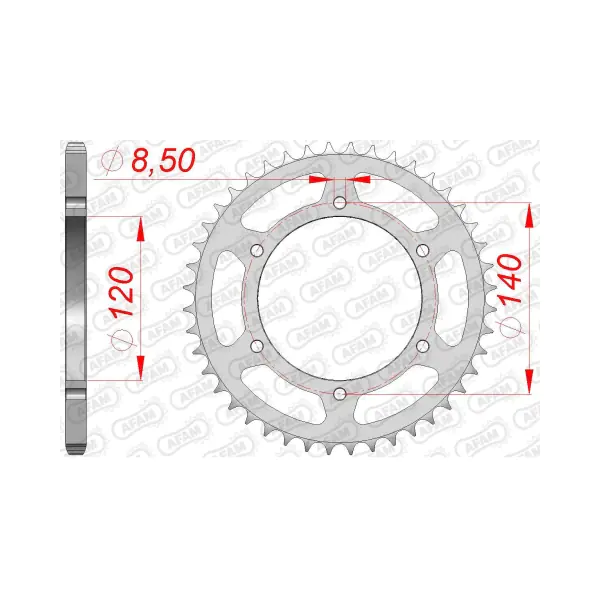 AFAM Заден Стоманен Зъбак 44 Зъба/ 520 Kawasaki KL250 80-85, KLR250 85-05