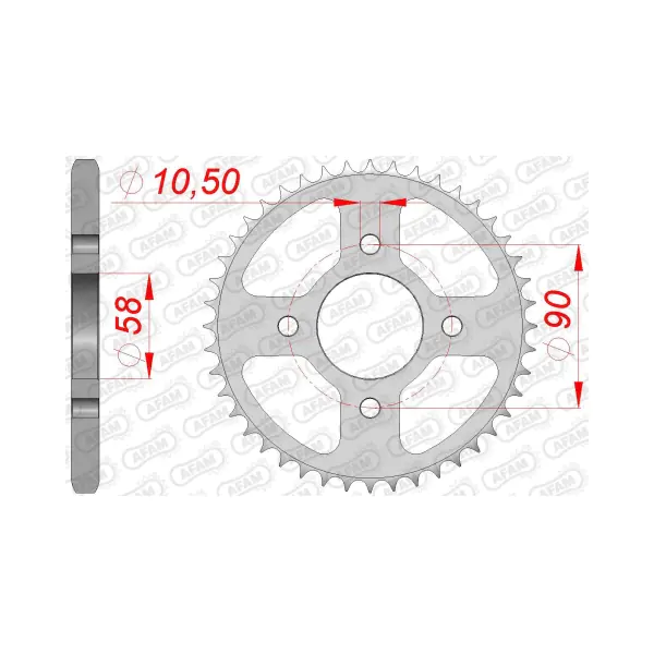 AFAM Заден Стоманен Зъбак 44 Зъба/ 428 Honda CB125F 15-20, CBR125R 12-16, GTR150 19-20