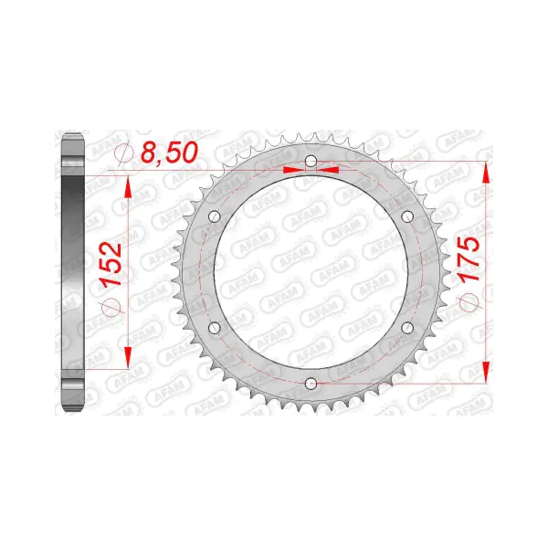 AFAM Заден Стоманен Зъбак 53 Зъба/ 428 Yamaha DT125 88-07, WR125R/ X Supermoto 09-16