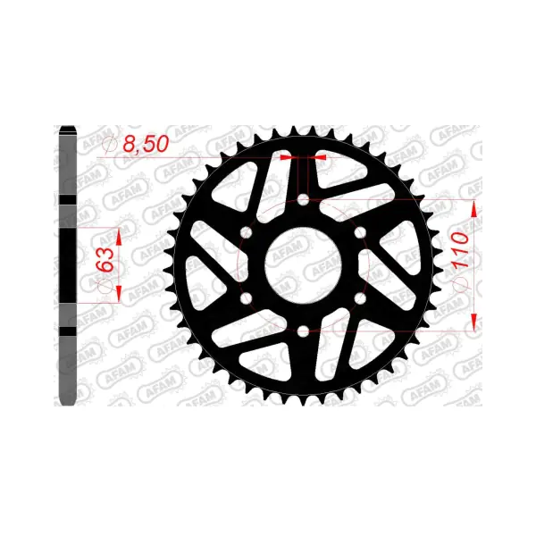 AFAM Заден Стоманен Зъбак 45 Зъба/ 520 KTM 125/390 Duke 14-24, RC125/390 14-24; Husqvarna 401 Svartpilen/Vitpilen 17-24