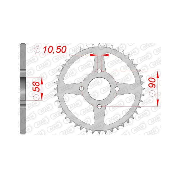 AFAM Заден Стоманен Зъбак 520 KTM 125 Duke 11-13, 200 Duke 12-13; Honda VT125C 99-08, XL125V 00-16