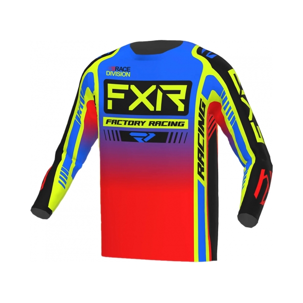 FXR Детска тениска Clutch Pro Yth MX23 Blue Hi Vis Red