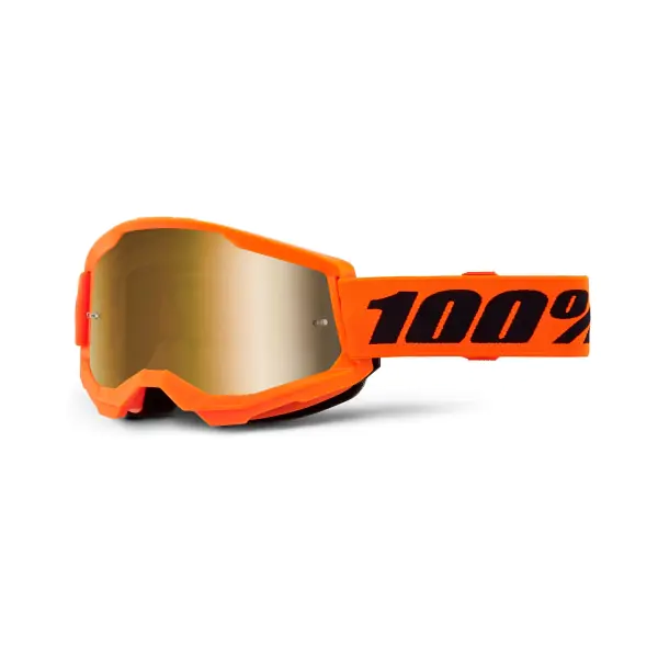100% Очила Strata2 Neon Orange - Mirror True Gold 24