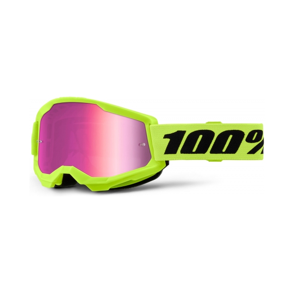 100% Очила Strata2 Neon Yellow- Mirror Pink