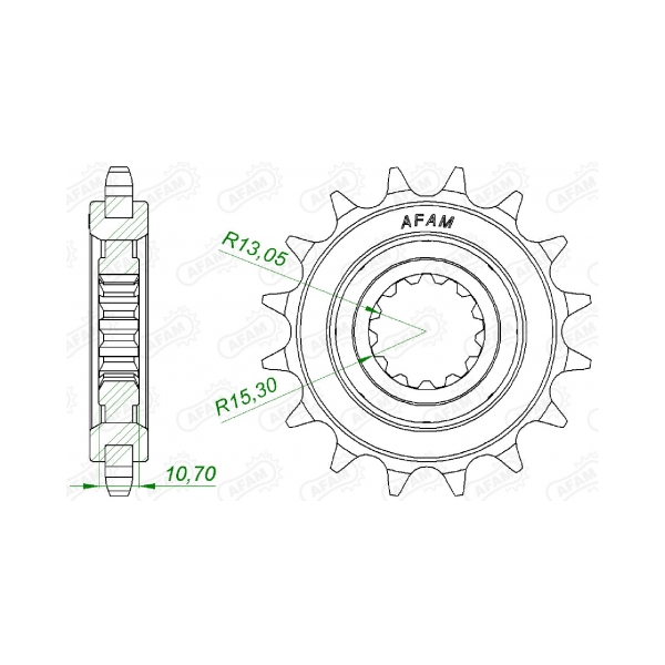 AFAM Преден зъбак 16 Зъба/ 525 с гумичка Yamaha FZ8N/ 8S Fazer 10-16, MT07/09/10, Tracer 7/9, XSR700/900, YZF R1/R7